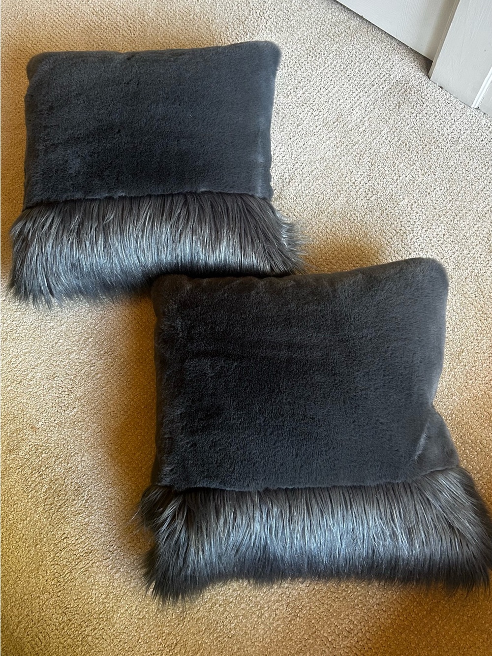 Anthropologie Faux Fur Accent Pillows in Charcoal